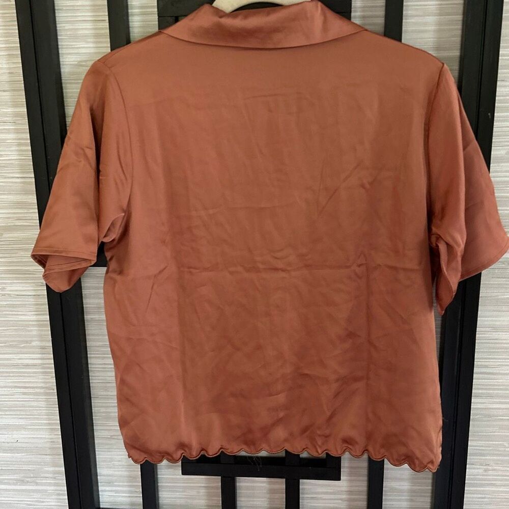NWT Danskin rust copper color Silkky lounge wear top pajama top size S - Picture 4 of 4